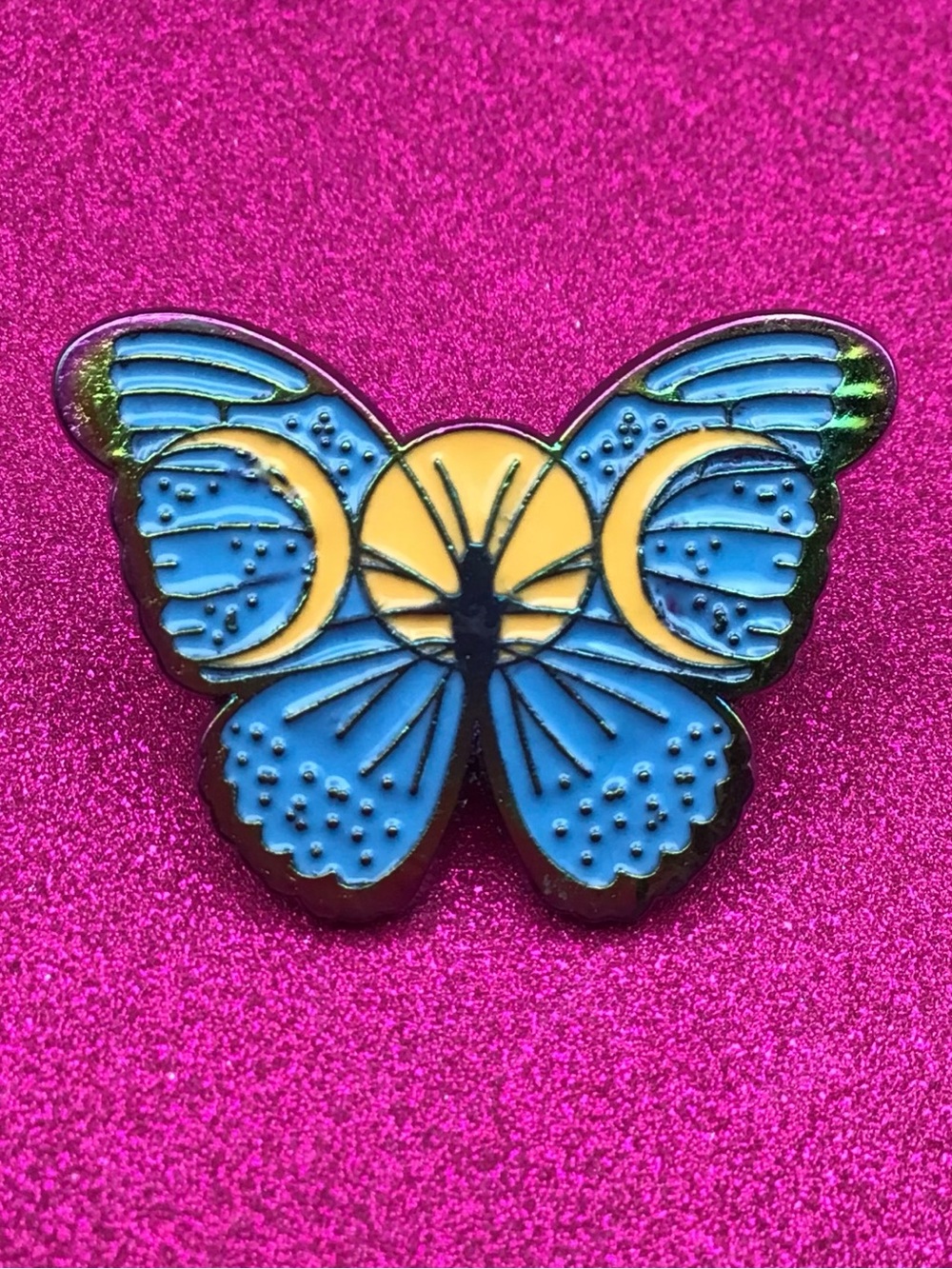 Triple Moon Moth Enamel Pin